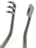 PERKINS Retractor, left side serrated, solid blade, right side 3 teeth, 5-1/8"