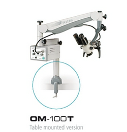 Table mounted stand for OM-100T (Table Mounted) microscope.